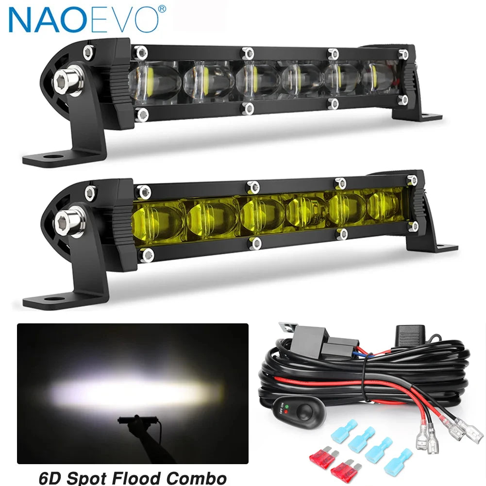NAOEVO 4x4 Off road Led Light Bar Super Slim 120W 12V 24V 7 12 inch Driving Fog LED Work Lamp For Auto ATV SUV Tractor Boat Jeep