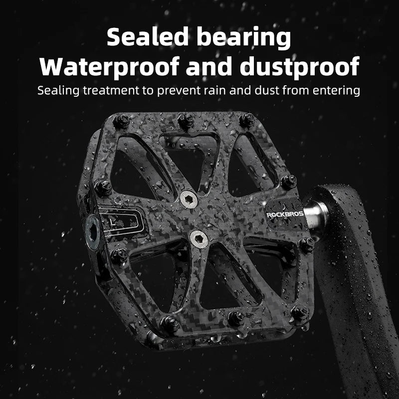 ROCKBROS carbon fiber pedalen 3 lagers ultralicht MTB racefiets pedaal antislip carbon fiber fiets pedaal stofdicht waterdicht