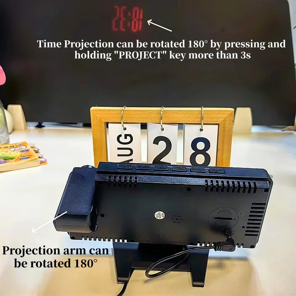 USB Projection Clock with Temperature and Humidity