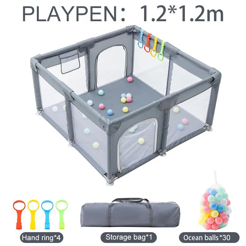 Baby Playpen Indoor Safety Playground with Basketball Hoop