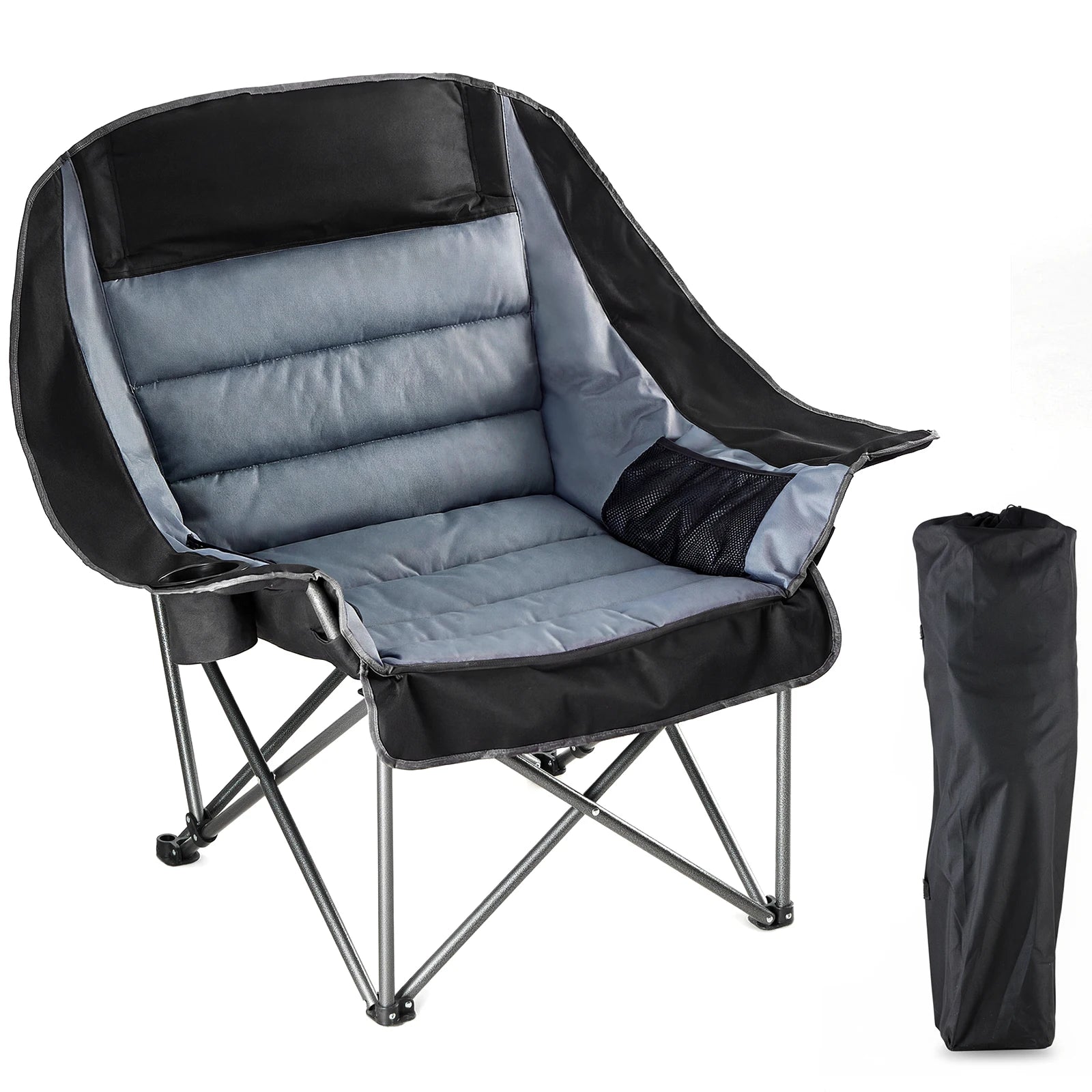 Överdimensionerad campingstol för 450 lbs med mugghållare och förvaring