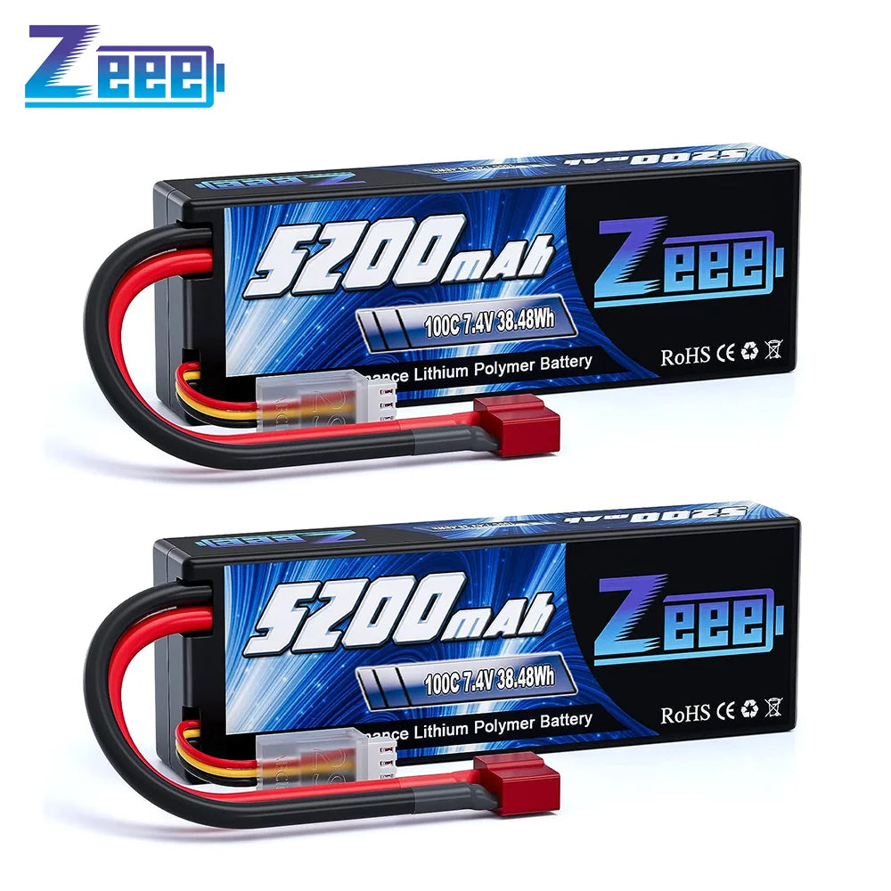 1/2 Units Zeee Lipo Battery 2S 7.4V 100C 5200mAh with Deans Connector for RC Car Truck Vehicle Buggy Losi RC Racing Models Parts 