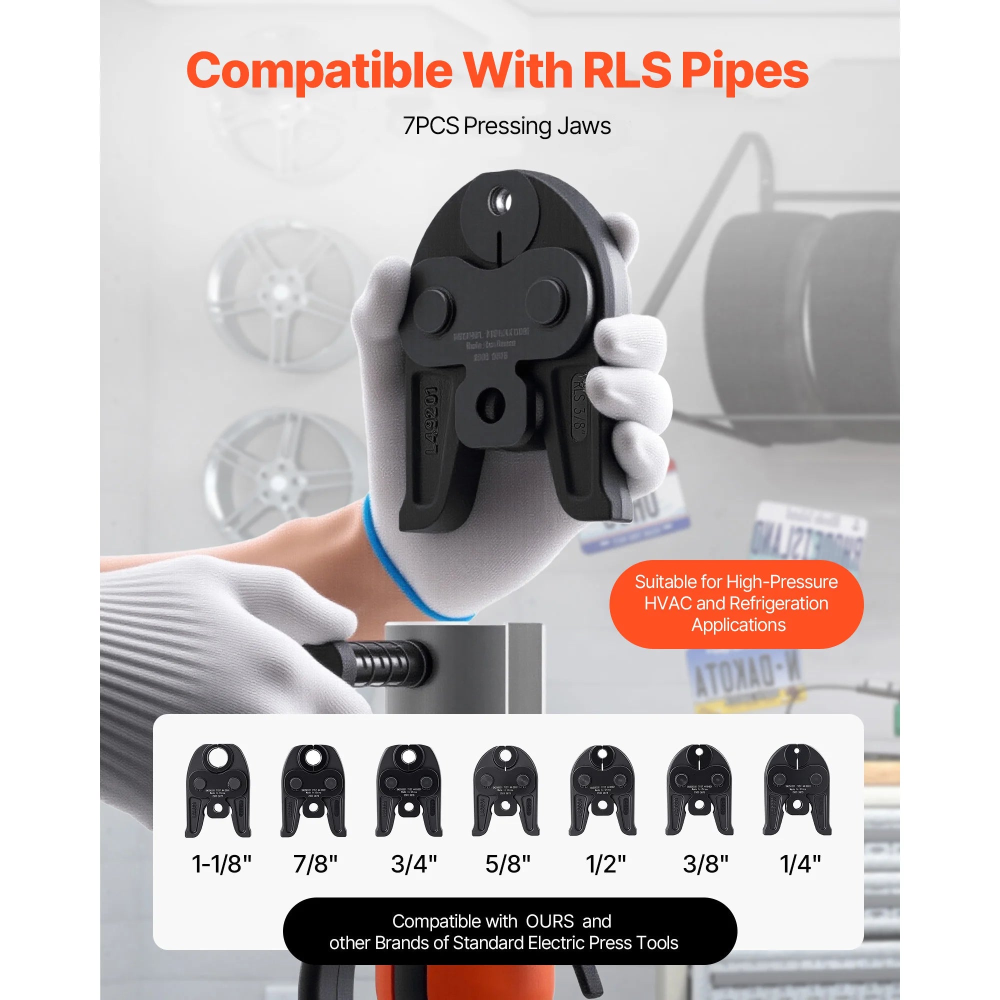 7PCS Pressing Jaws Set 1/4"–1-1/8" for RLS Copper Pipe Tools