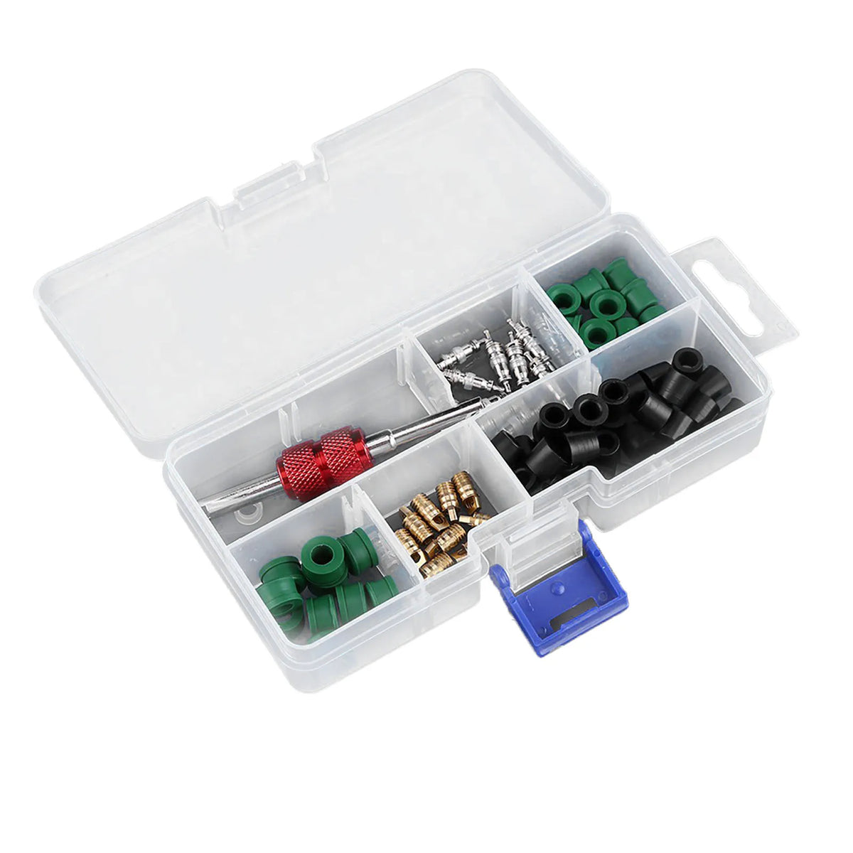 Valvola Kit per condizionatore Kit di riparazione Strumento di riparazione Cuori di valvola Guarnizioni O-ring Valvole Strumenti chiave per valvole