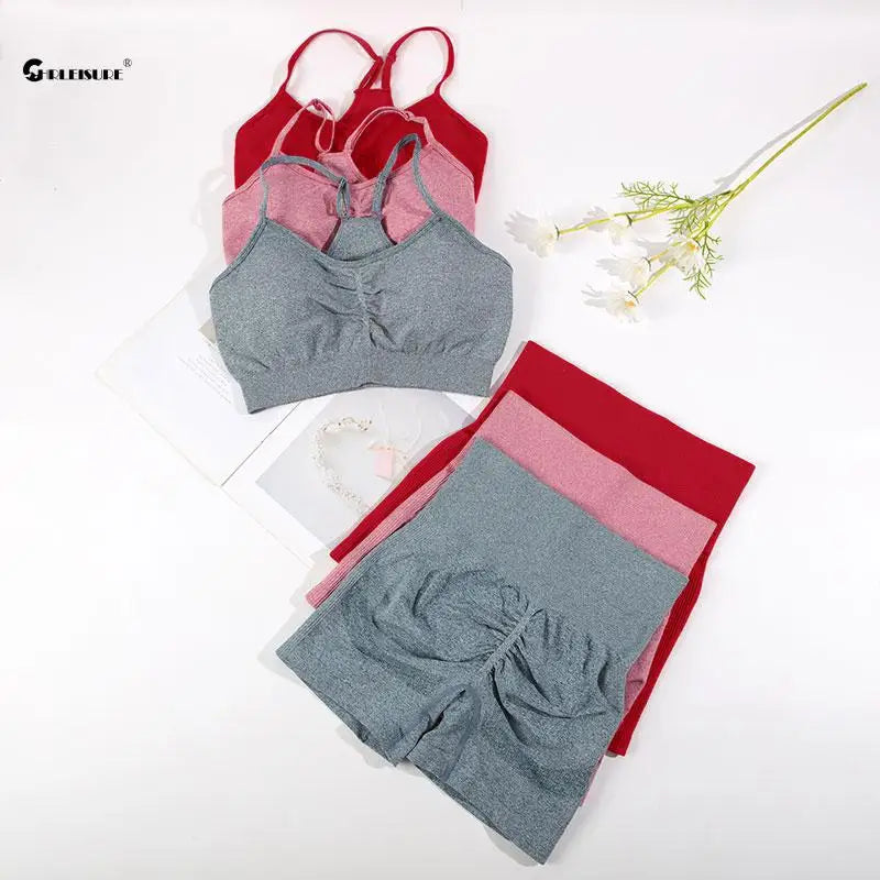 Nahtloses Yoga-BHF-BH und Shorts – Getrennt oder Set-Optionen