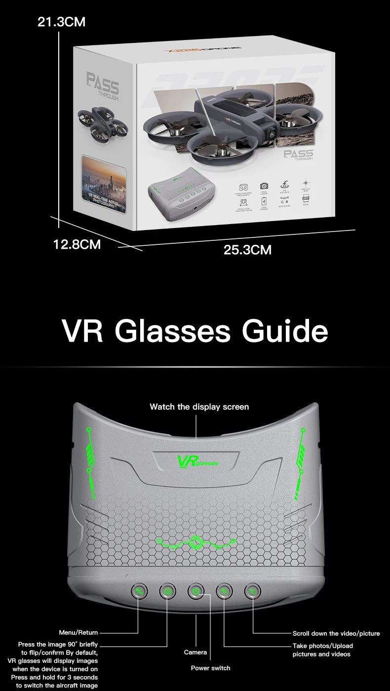 VR Big Drones 4K HD Wide Angle Camera WiFi FPV RC Helicopter with Large Screen Foldable Quadcopter for Professional Photography