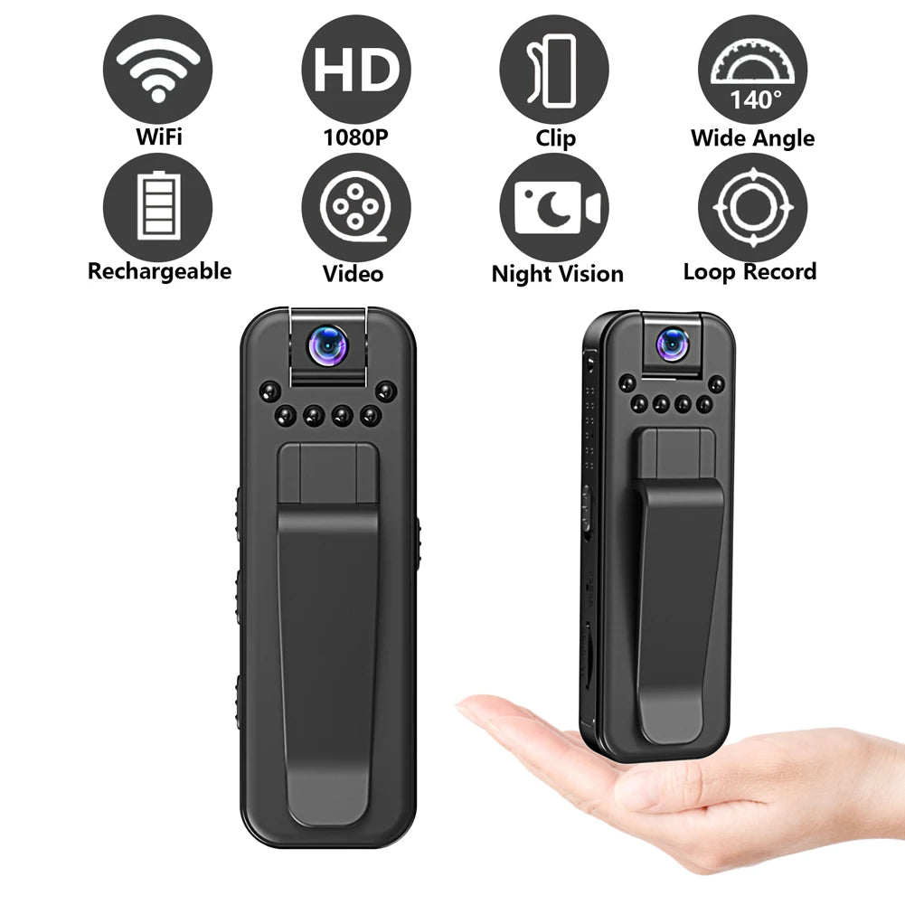 HD 1080P Mini Camera with Night Vision and Back Clip