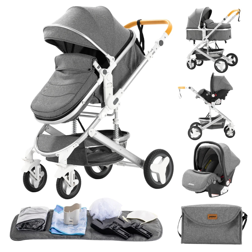Luxury Baby Stroller 3‑in‑1 Travel System With Car Seat
