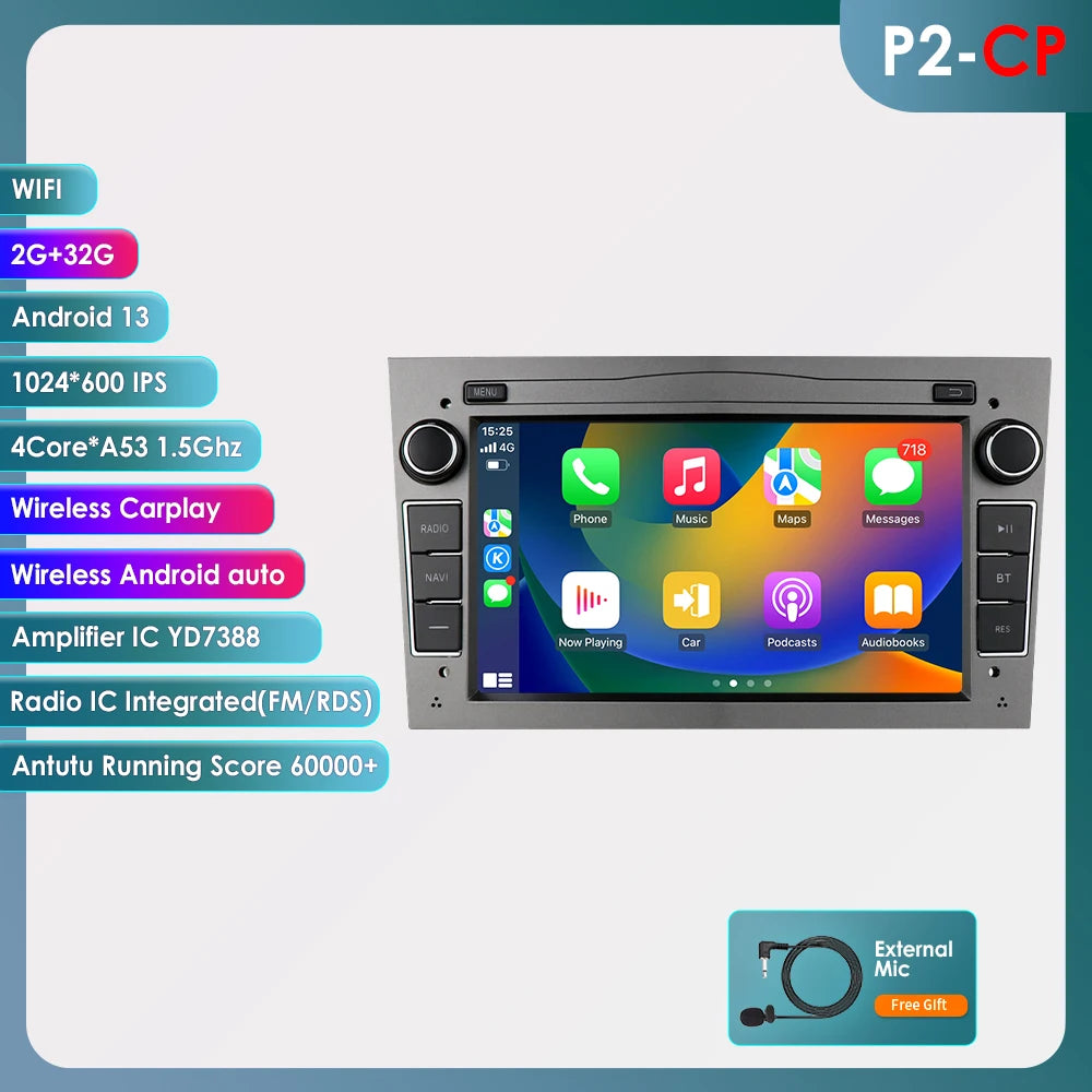 HIZPO 7-Inch Android Car Radio with CarPlay for Opel