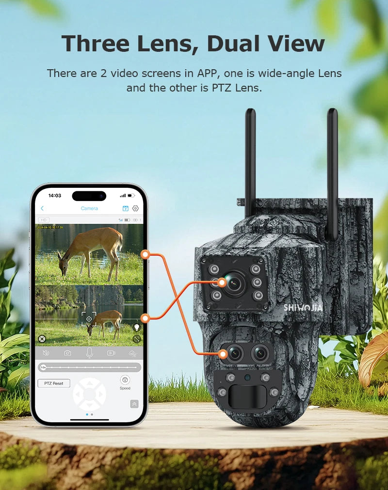 12MP 15X Zoom 4G Solar Security Camera Dual Screen Outdoor PTZ