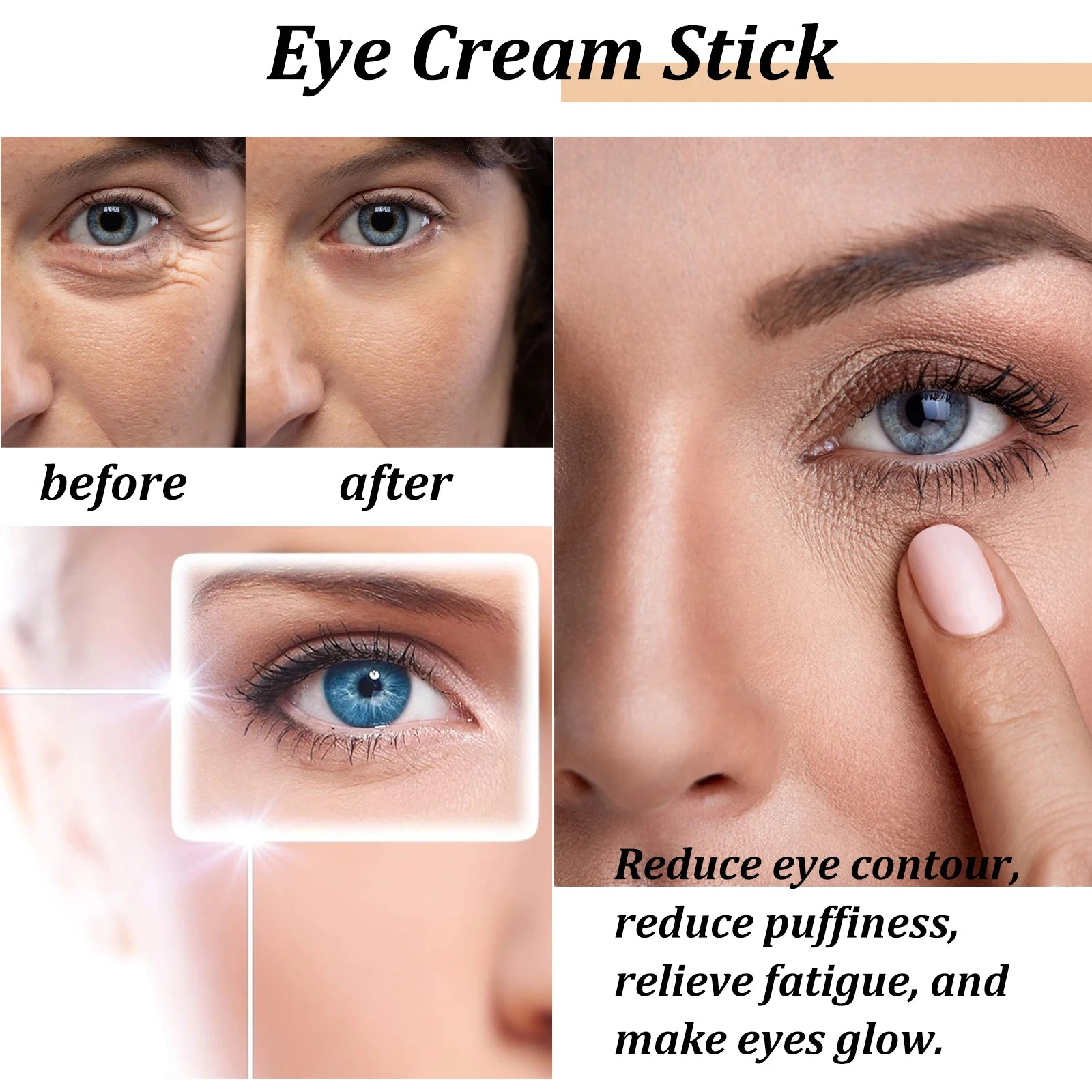 Snail Eye Cream Stick Collagen Fade Fine Lines Wrinkle Lightening Dark Circles Firming Eye Bags Puffiness Moisturizing Eye Cream 