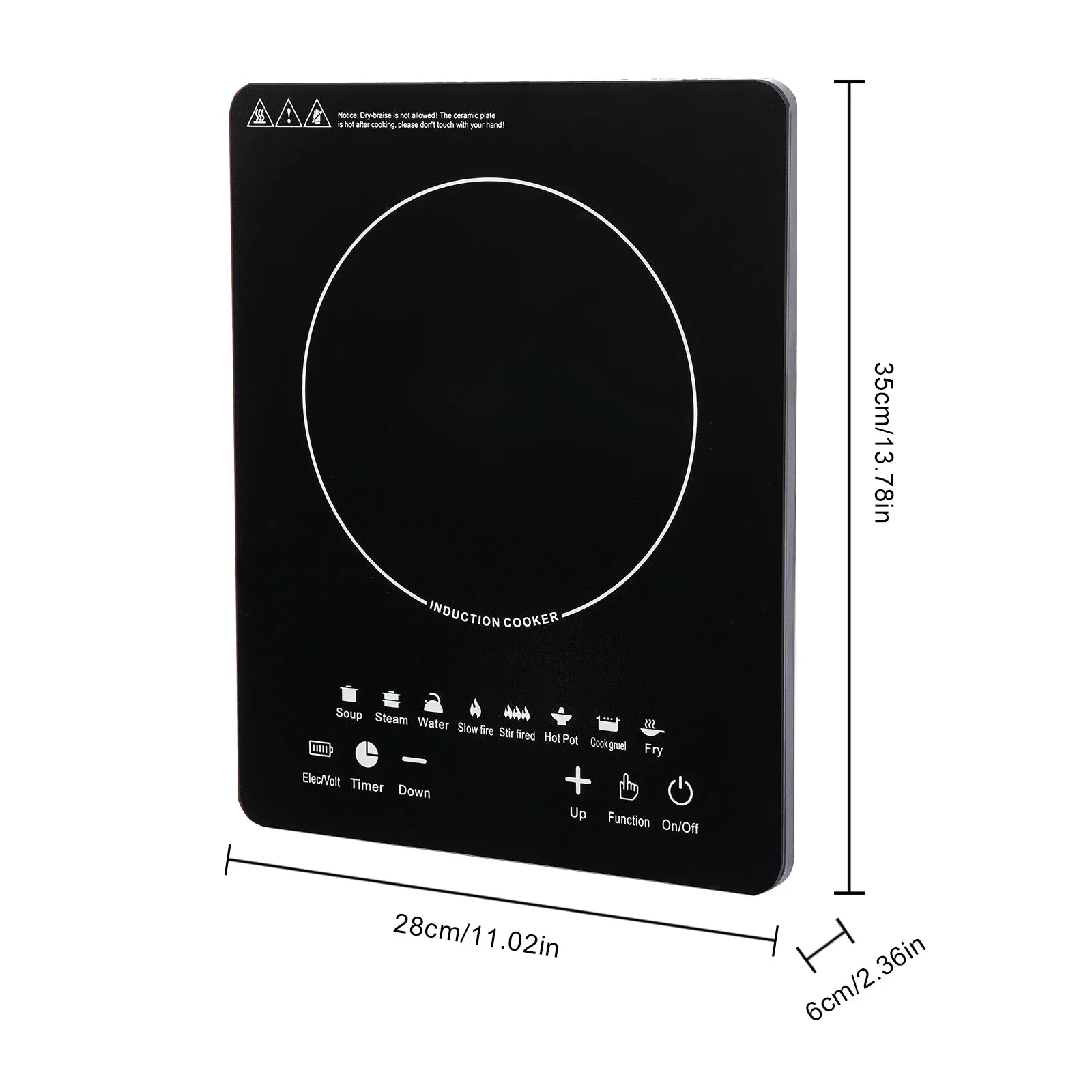 8-Level Induction Cooktop with Timer, 750W Countertop Stove