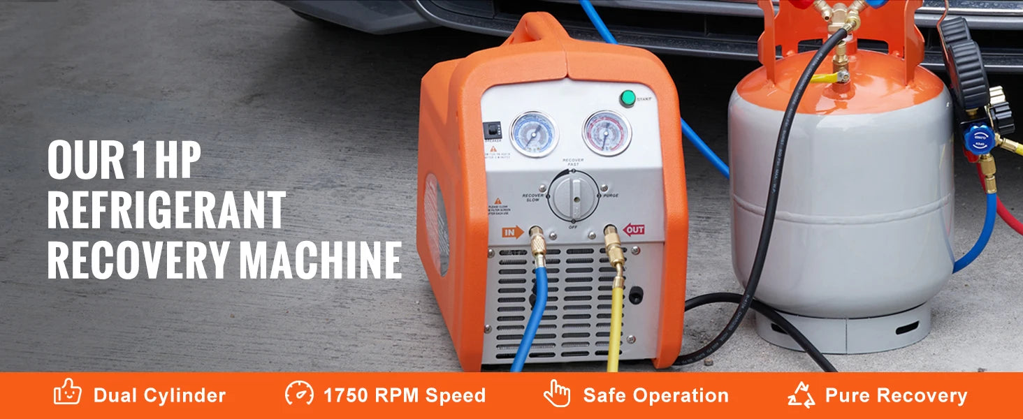 Machine de récupération de réfrigérant 3/4 à 1 HP Unité de récupération HVAC AC