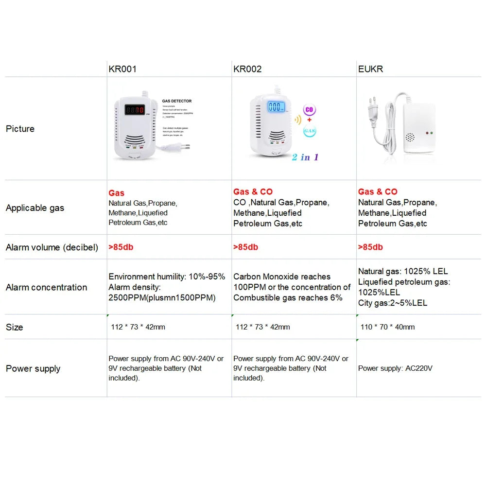 Gas Detector and Carbon Monoxide Alarm for Home Safety