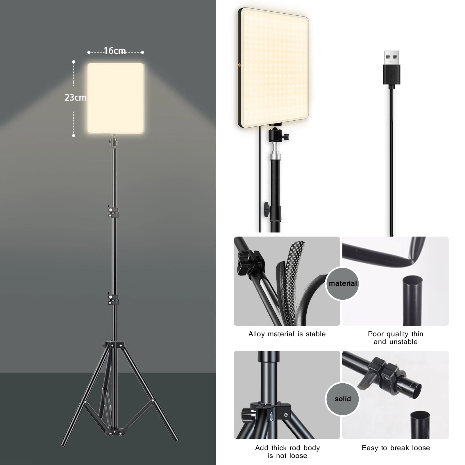 LED Video Lights Conference Photography Lighting Selfie Light Photo Studio Lamp With Tripod for Shoot Live Streaming TikTok Zoom 
