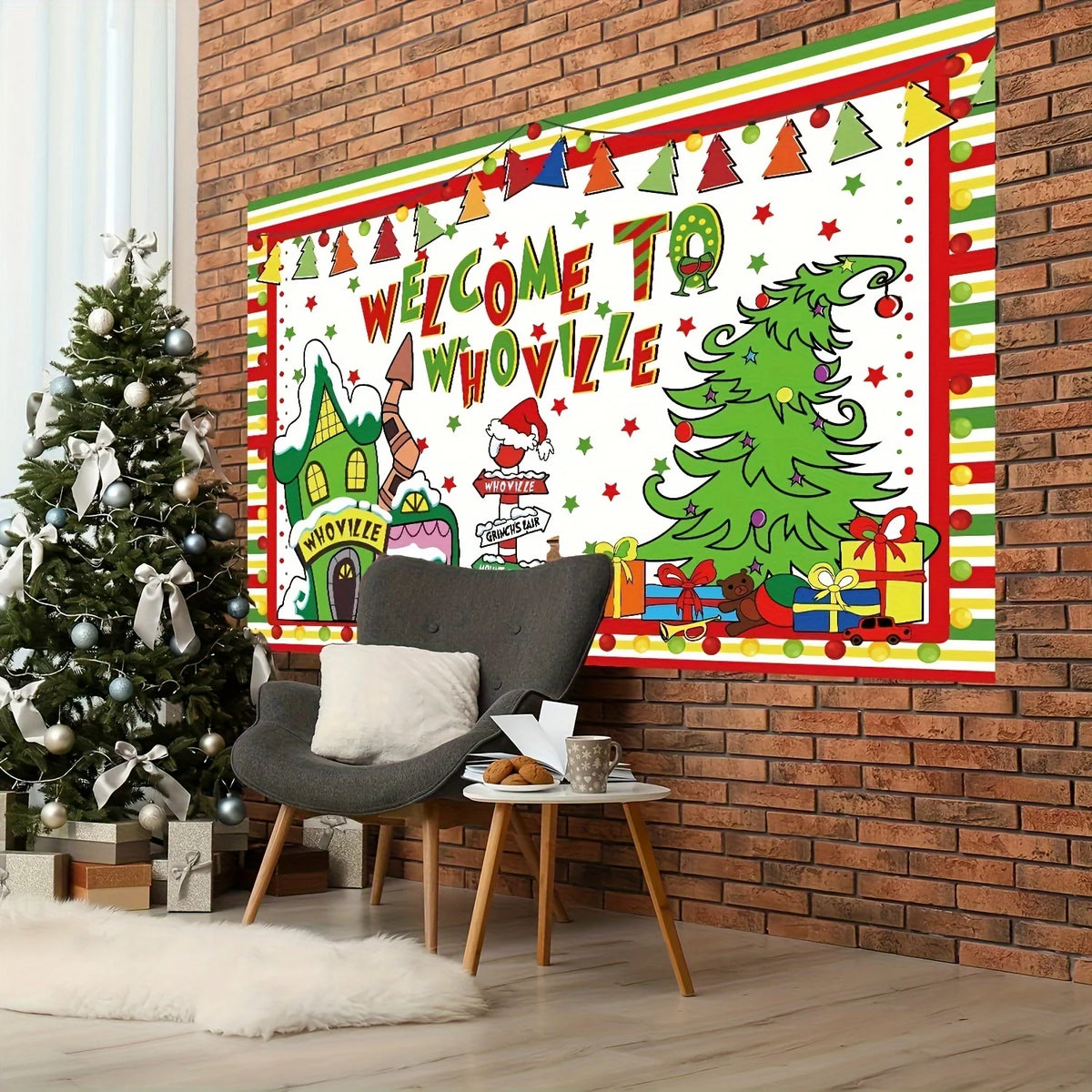 Christmas 'Welcome to Whoville' Fabric Backdrop