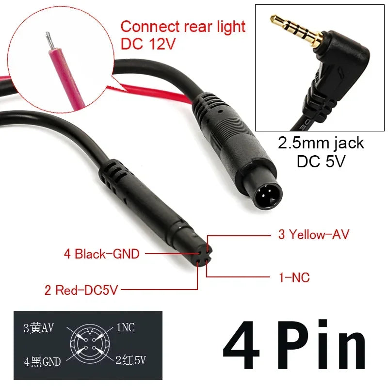 1080P AHD Car Rear View Camera with 4 Pin for Car DVR Car Mirror Dashcam Waterproof 2.5mm Jack Rear Camera No Universal