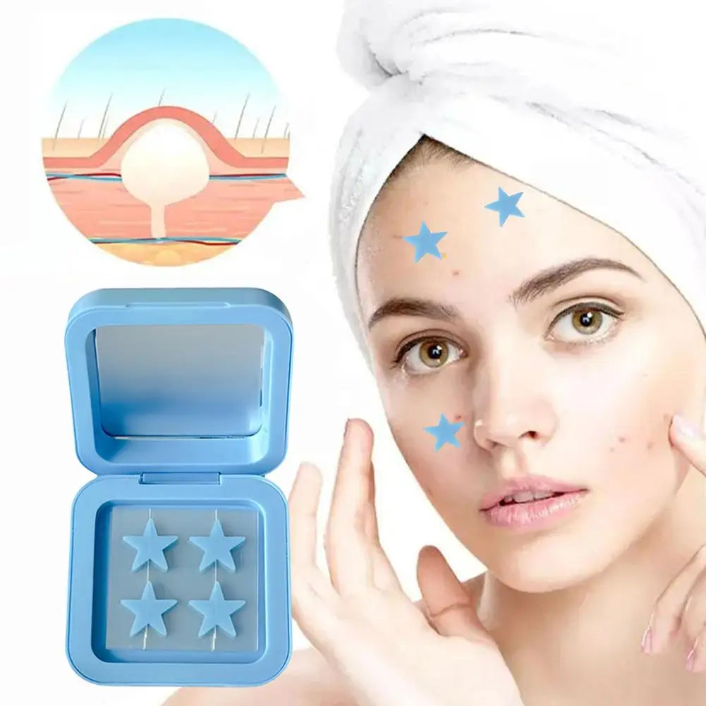 Blue & Yellow Stars Hydrocolloid Acne Patches with Mirror Storage Box