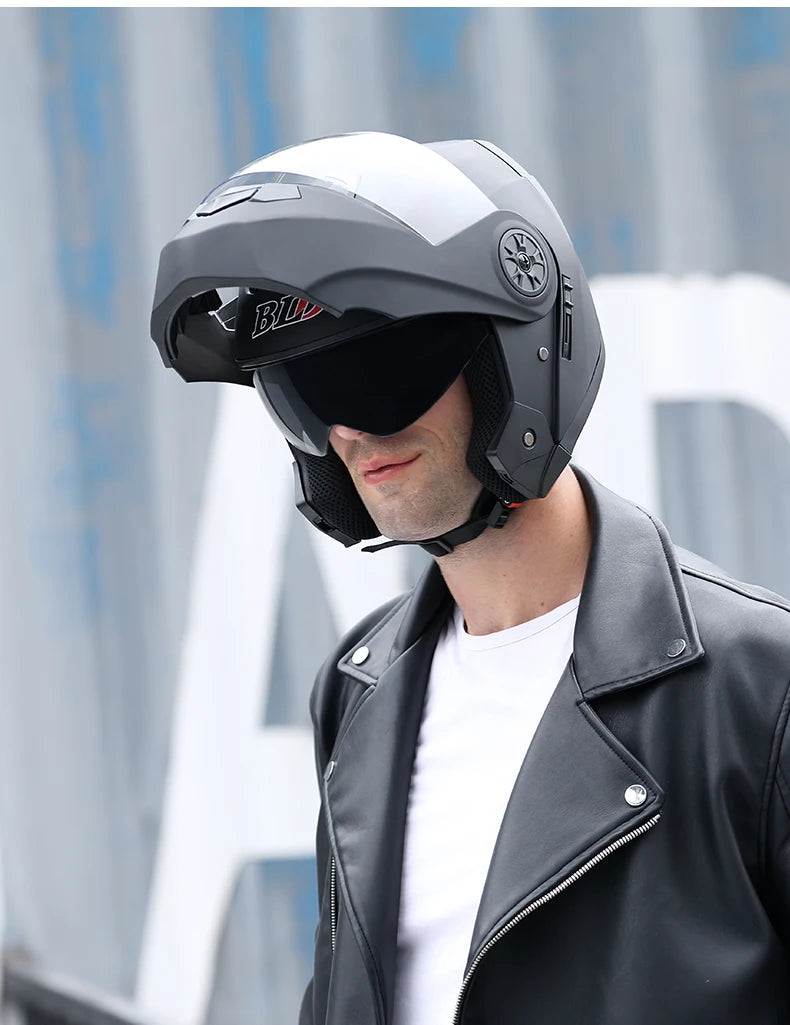 Binoclu/Bizant dual pentru bărbați/femei, cască de Moto, motocros, modular, Flip Up, personalizată, Cască integrală