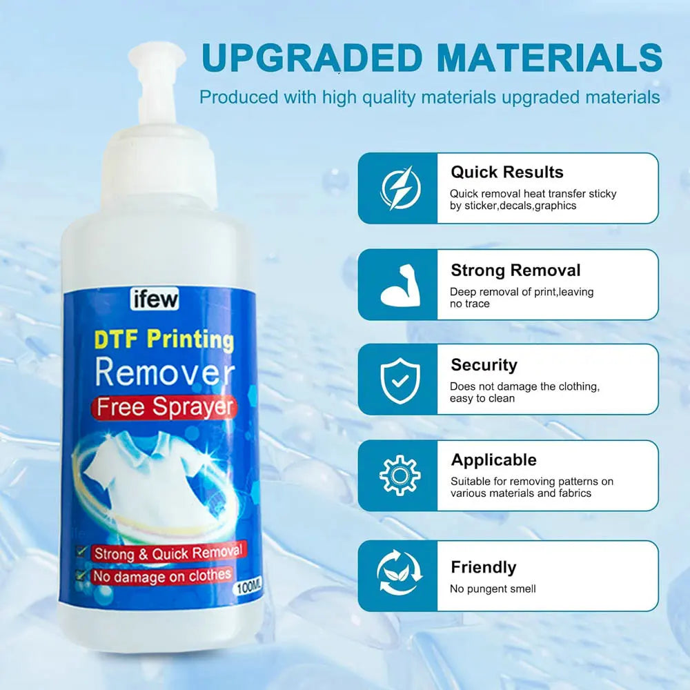 Dtf Remove Liquid Textile Vinyl Dtf Remover Ink Clothing for Garments Cloth Tshirt DIY Cricut Ink Cleaner Solution Accessories 