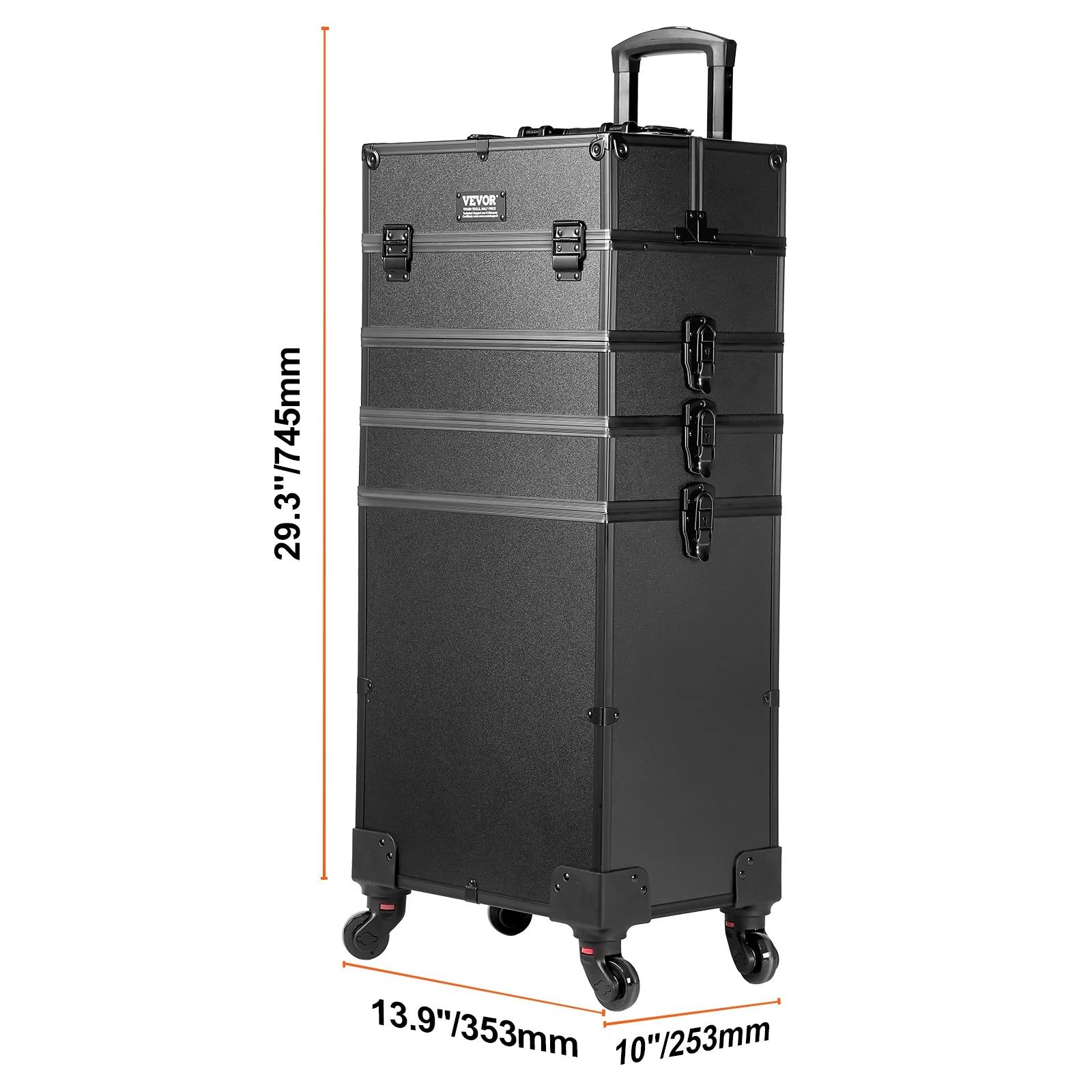 SucceBuy Professional Makeup Train Case Aluminum Cosmetic Case Workbench With Supporting Legs Rolling Makeup Case Extra Large