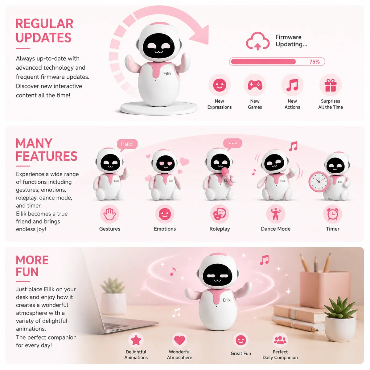 Eilik Interactive AI Voice robots Emotional robots Desktop Companion for Couples Touch gift