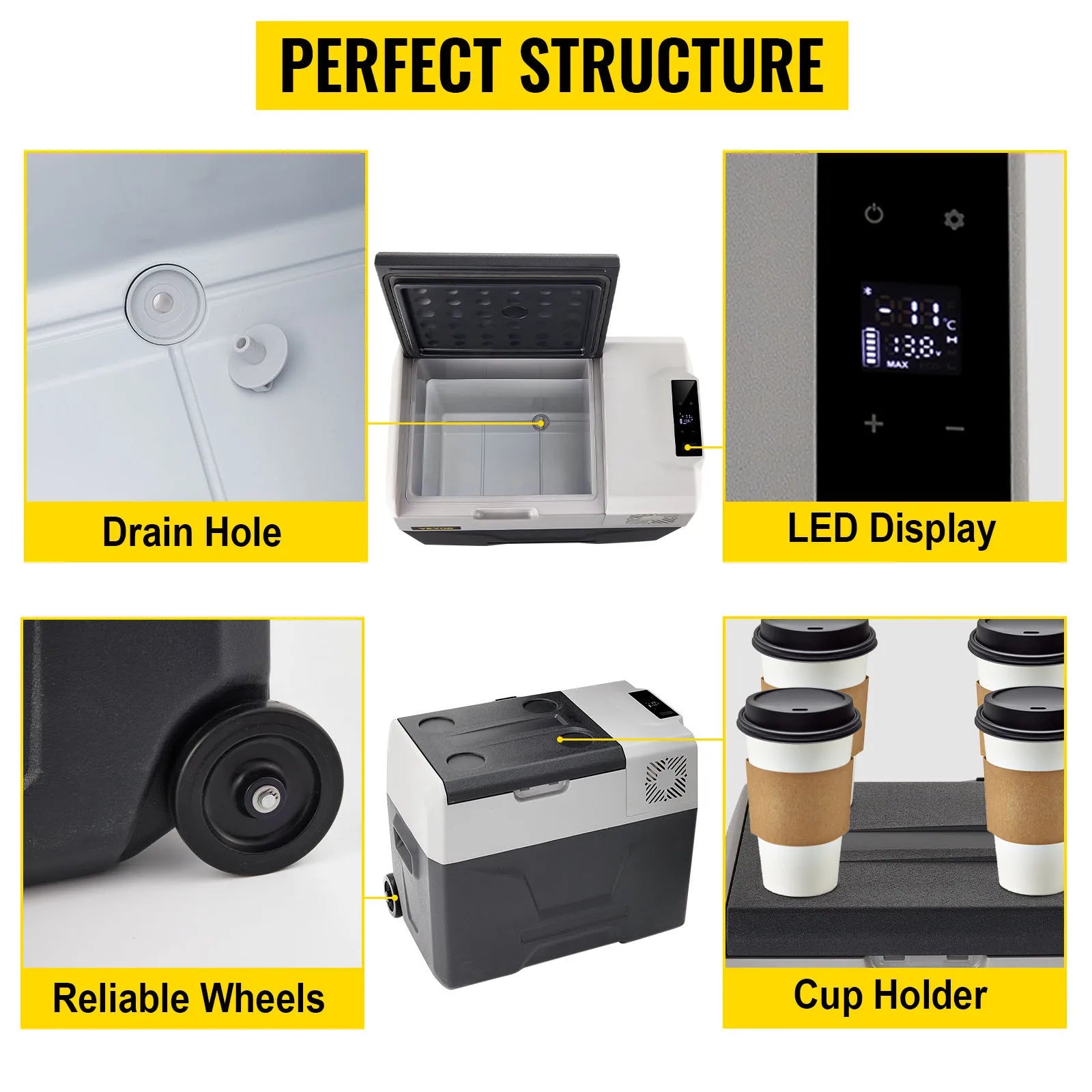 Portable 12V Car Refrigerator Freezer with Fast Cooling -20℃ to 50℉