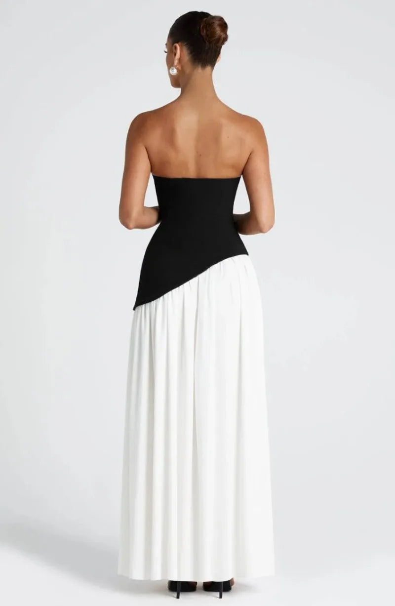Elegant Strapless Floor-Length Women’s Slit Backless Evening Dress