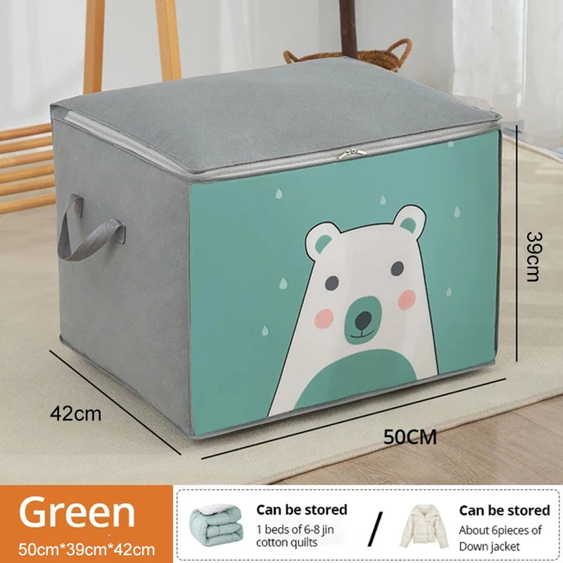 1pc Large Capacity Clothes Storage Bag Organizer With Reinforced Handle For Blankets Bedding Foldable With Zipper Storage Bag 