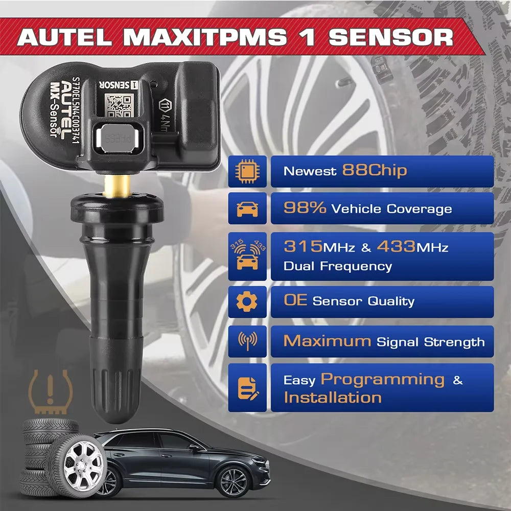 Autel MX-Senzor 2-v-1 TPMS 315MHz in 433MHz za pritisk, zamenjava