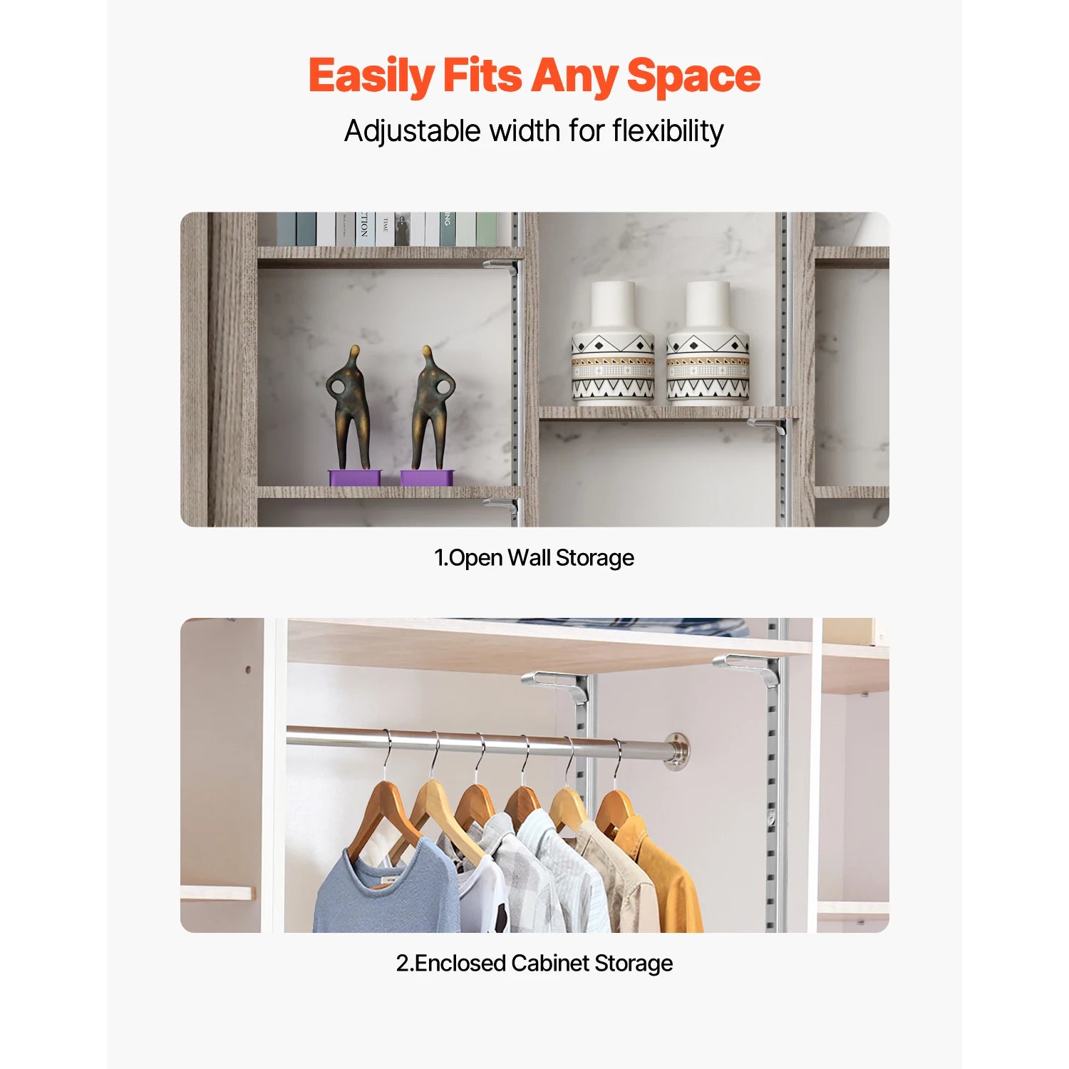Adjustable Shelf Bracket Pilaster System with Screws for Wall Storage
