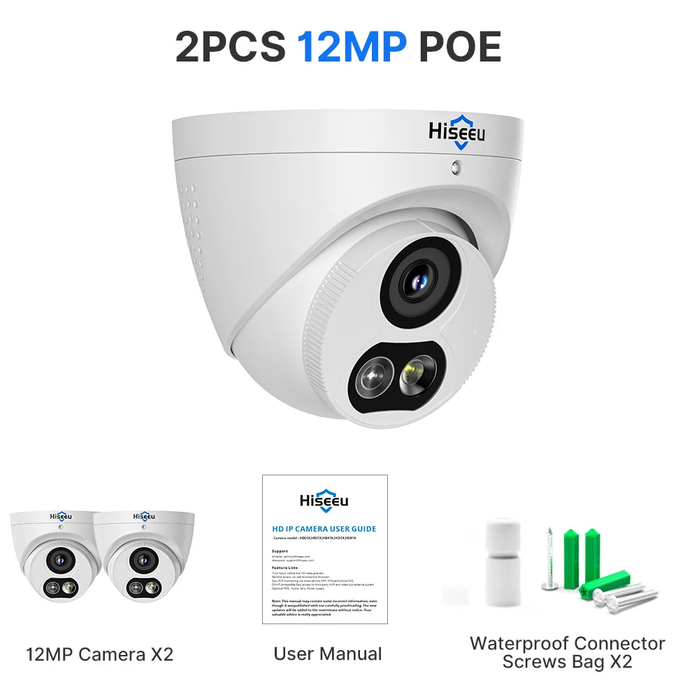 4K 12MP PoE Dome Security Camera with Motion Detection
