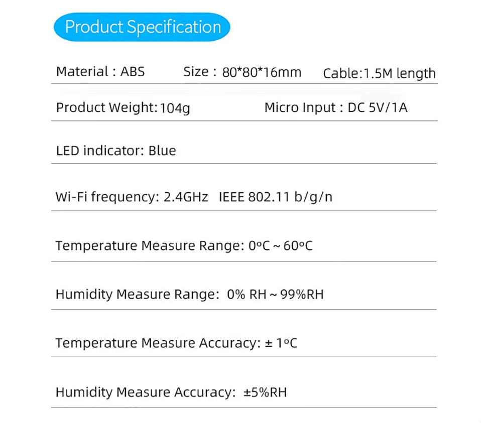Tuya WiFi senzor temperature in vlage