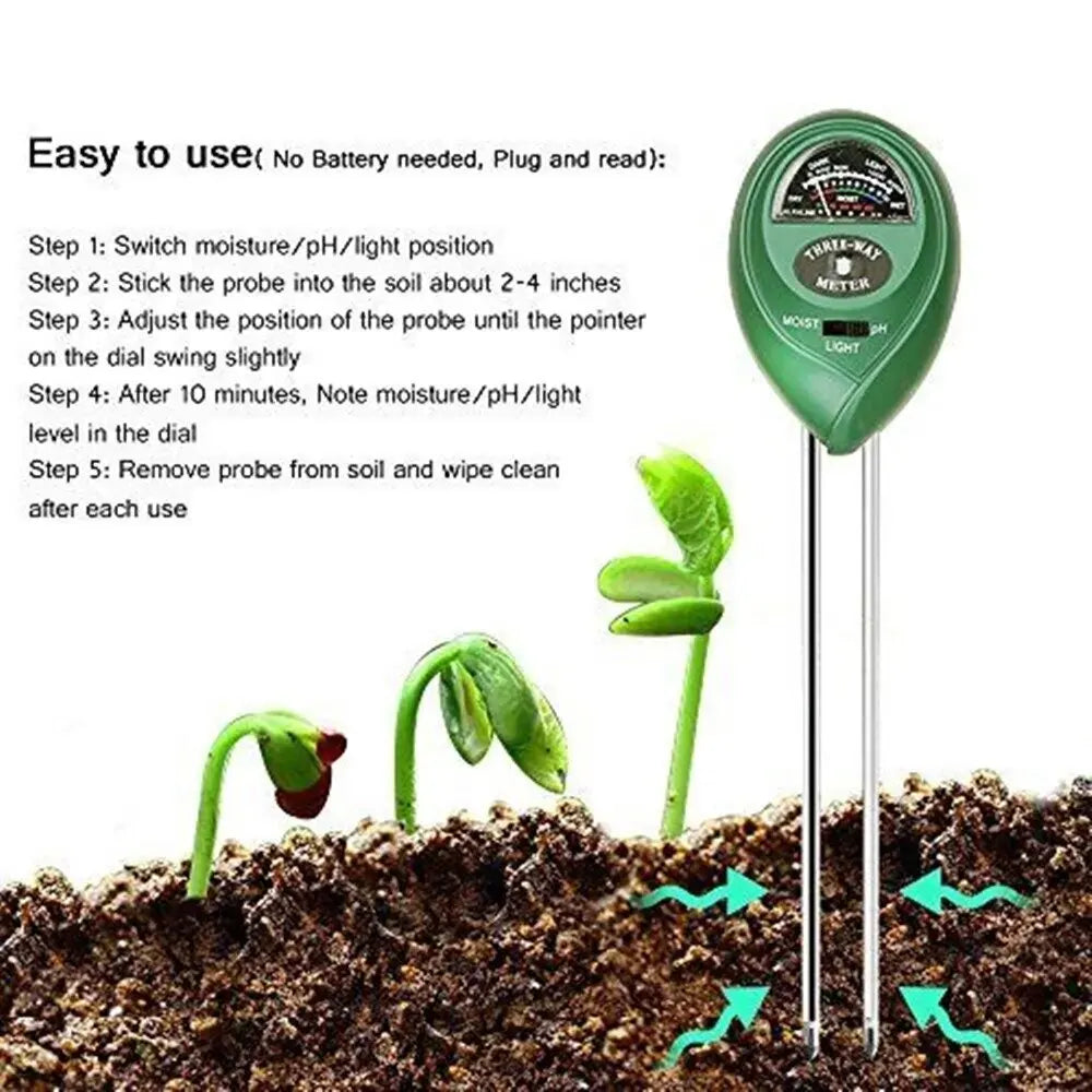 3-in-1 Soil Meter for Moisture, Light and pH