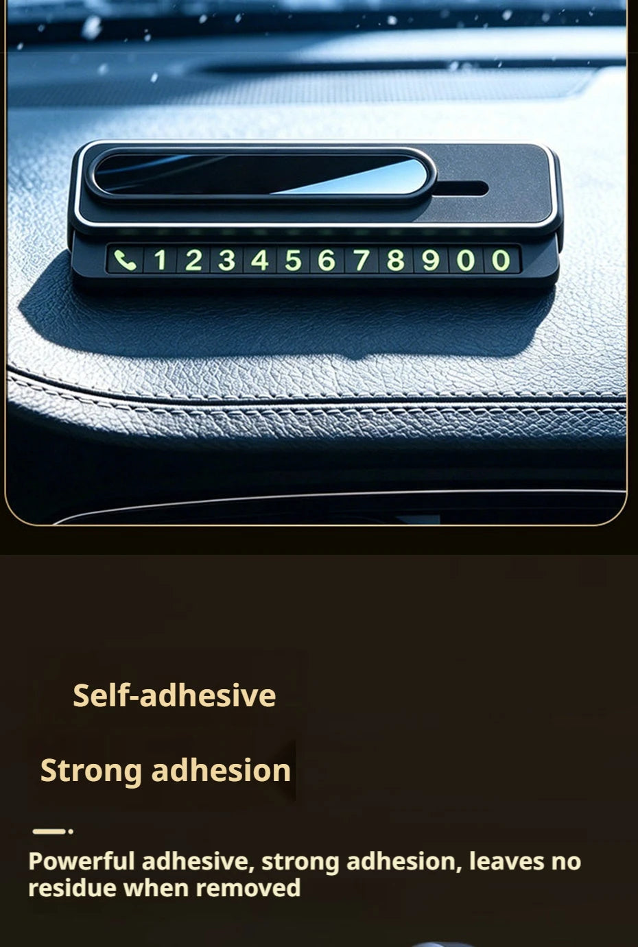 SEAMETAL Mini Portable Phone Number Plate Dual Number Luminous Fluorescent Large Digits Heat Resistant Temporary Parking Card