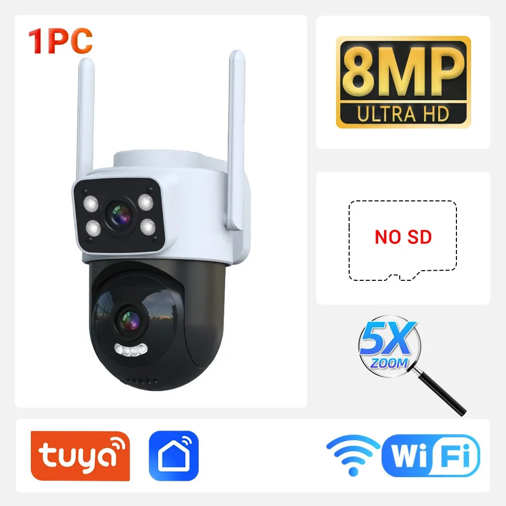 Caméra de sécurité PTZ à double objectif 10MP avec suivi automatique et vision nocturne
