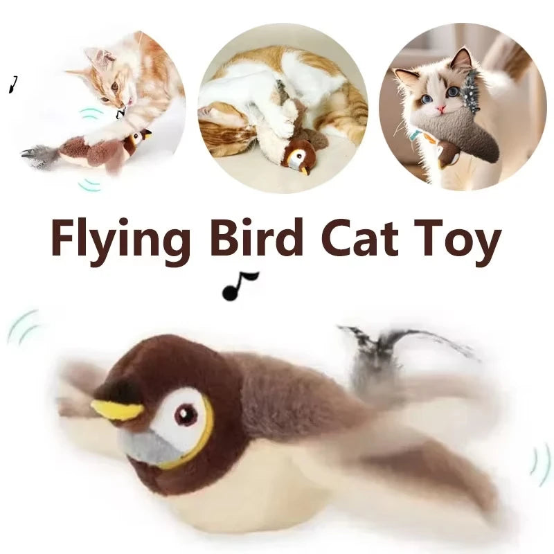 2 Styles Interactive Cat Toy Flapping Bird With Catnip Rechargeable Bird Cat Toys Touch Activated Fluffy Plush Toys For Cats 