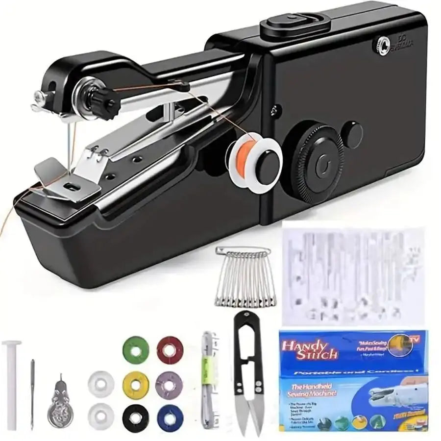Mini máquina de costura portátil, preta ou branca