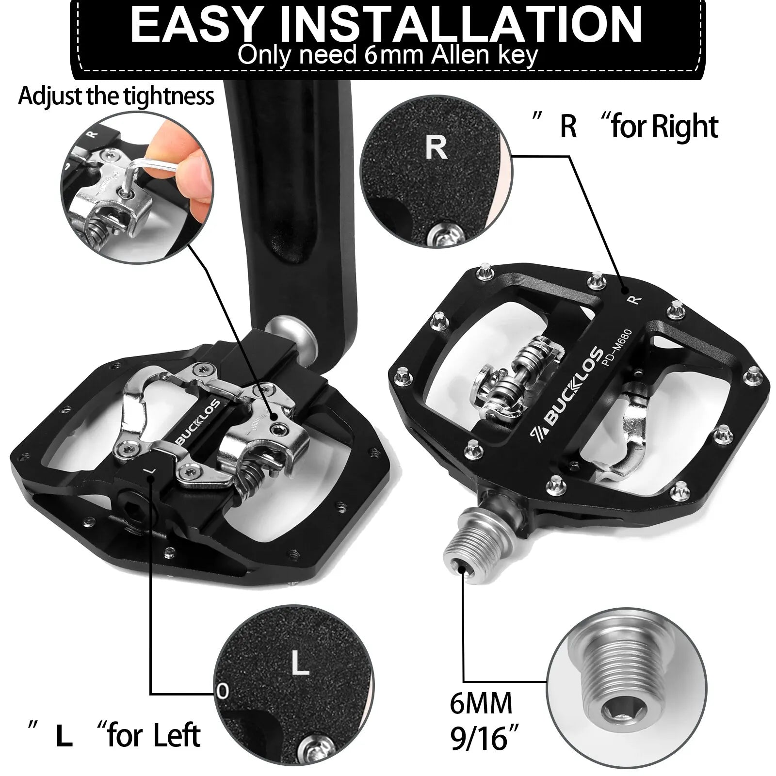 Dual Function SPD Bike Pedals with Sealed Bearings for MTB & Road