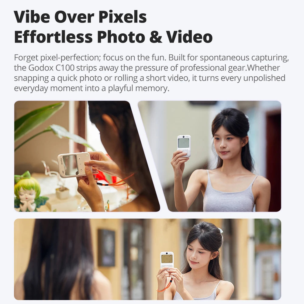 0|Godox C100 Visor Transparente Câmara Mini Portátil CCD Câmara Retrô 128g Armazenamento Expandido para Filmagem Vlog Presente