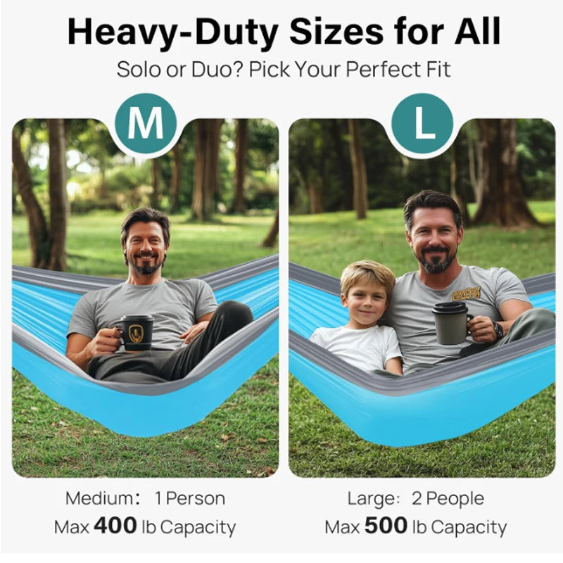 Nylon Camping Hammock with Straps - Size Options