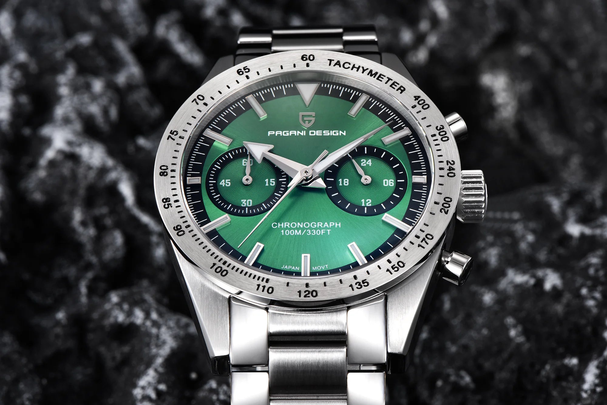Herre Retro Pilot Chronograph Ur Rustfrit Stål 10Bar Vandtæt
