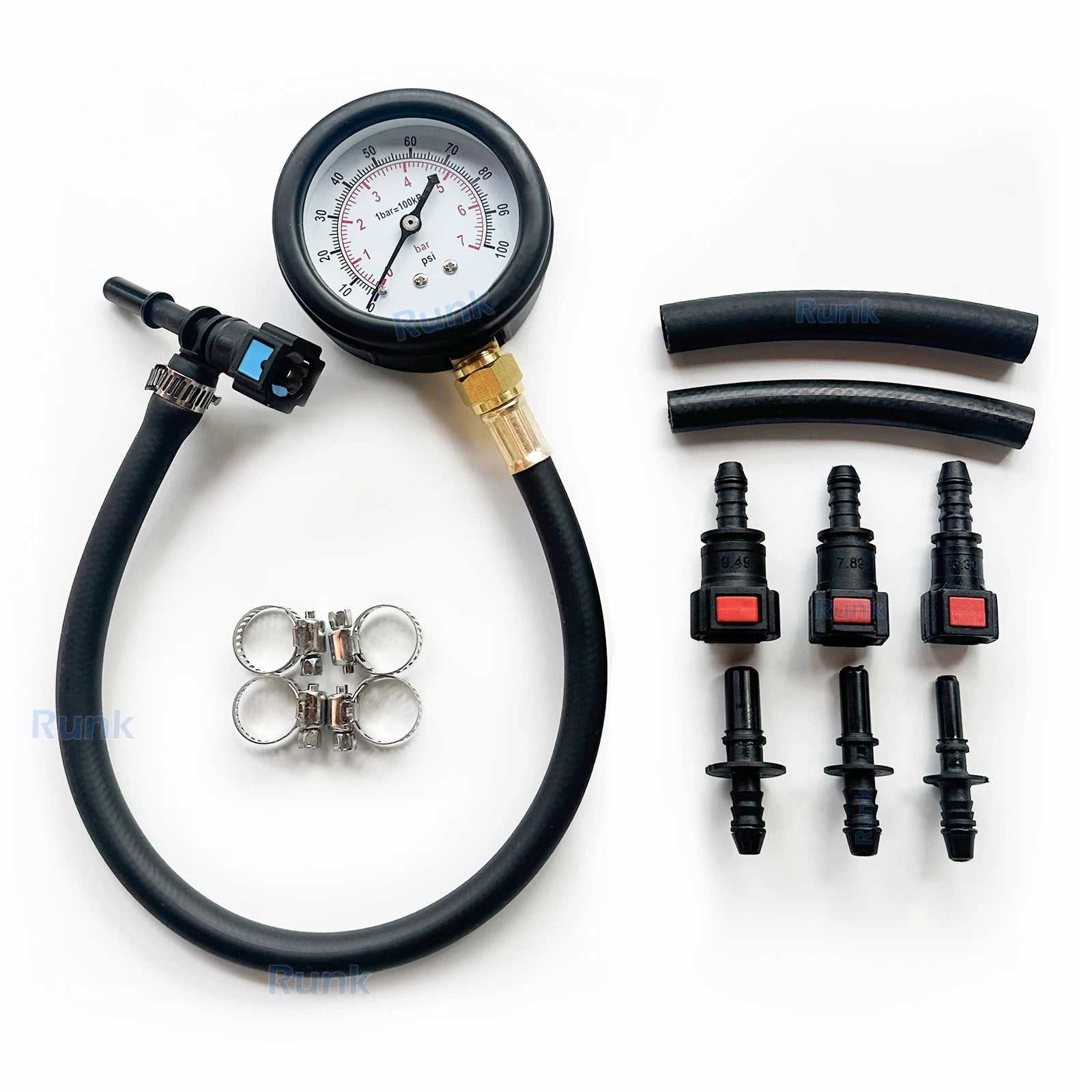 Fuel Pressure Test Kit - Fuel Pressure Gauge - 0-100PSI Fuel Injection Pump Pressure Tester Gauge Kit for Car, Motorcycle, Truck 