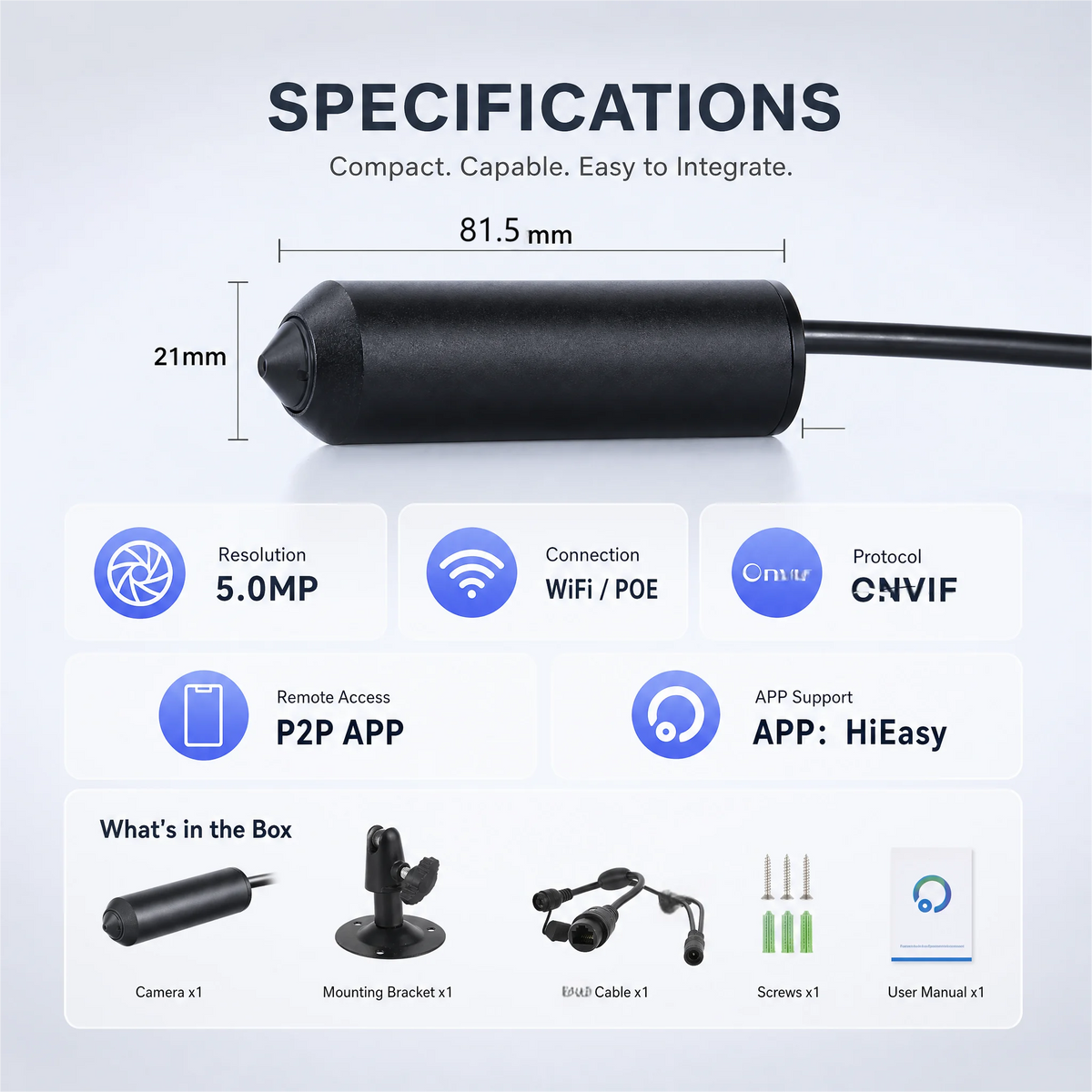 5MP HD Mini POE IP Camera with Motion Detection and ONVIF
