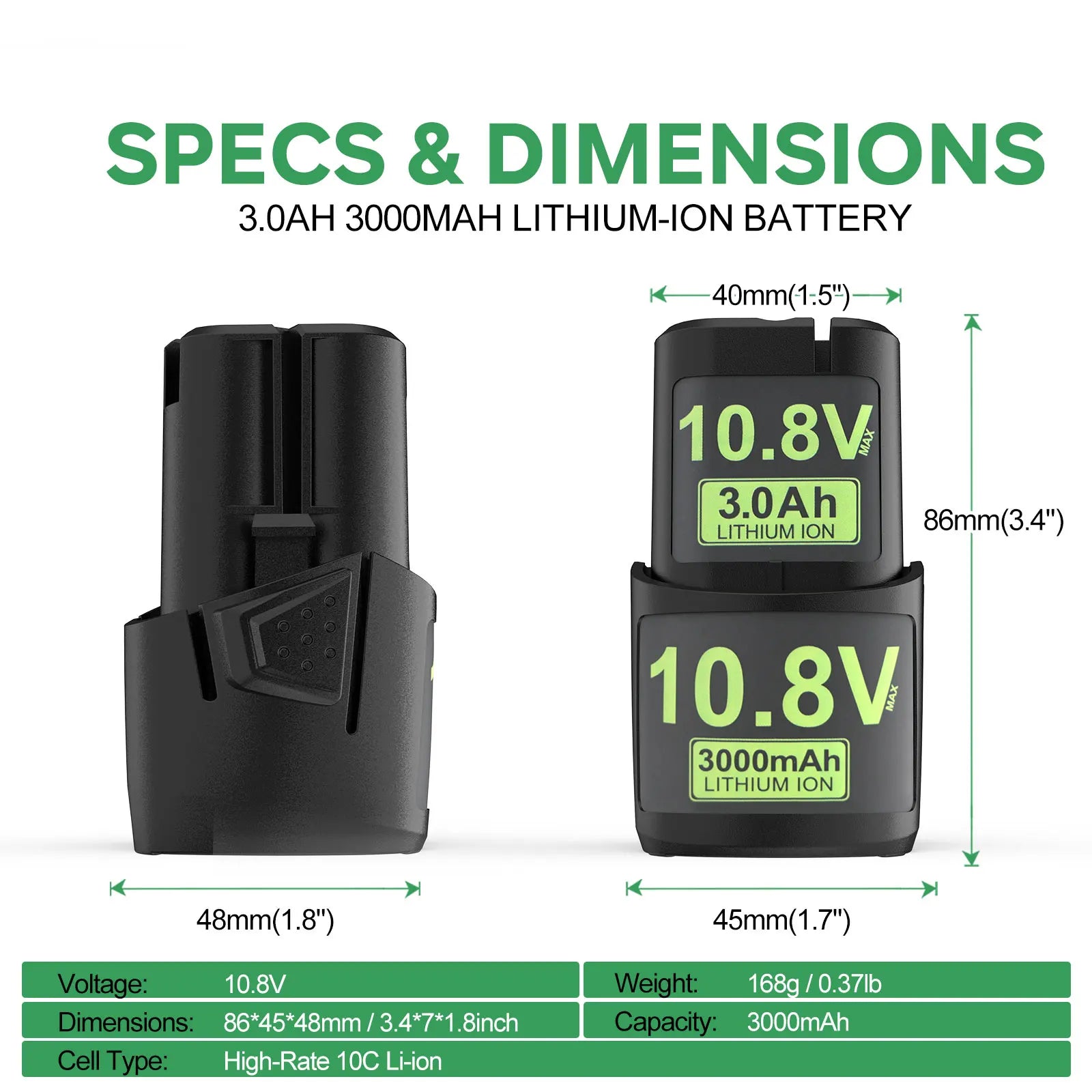 10.8V 3000mAh Battery for STIHL GTA 26, SEA 20, HSA 26, AS2 Tools