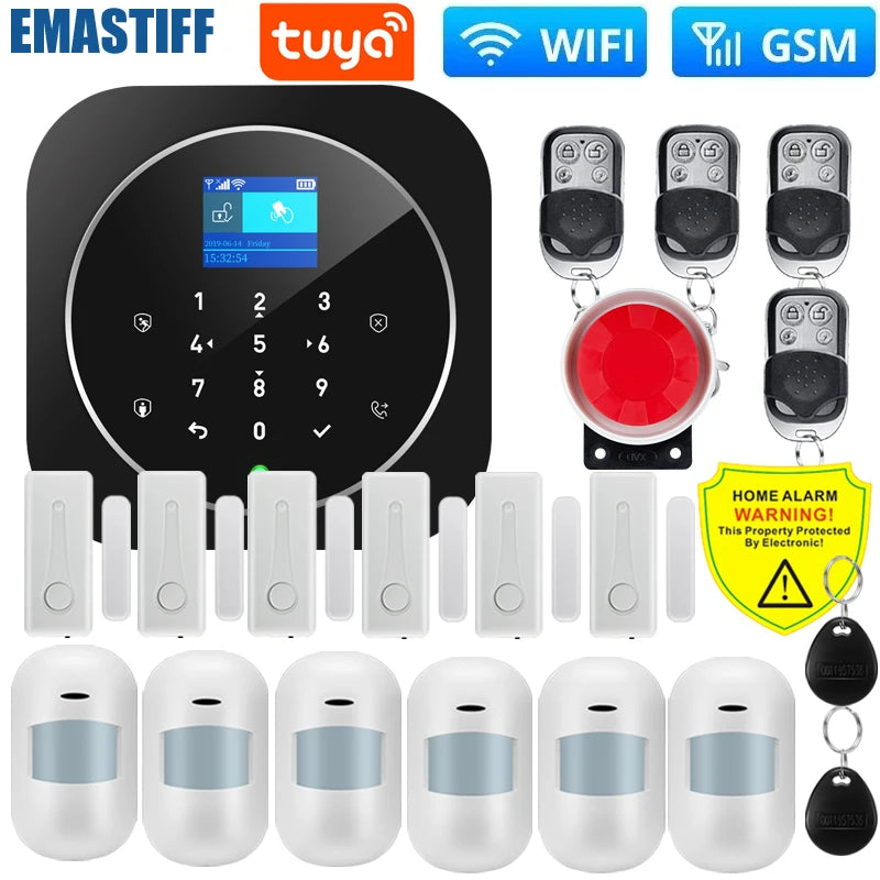 NEW Tuya WIFI W9B Alarm System for Home Burglar Security 433MHz WiFi GSM Alarm Wireless Tuya Smart House App Control 