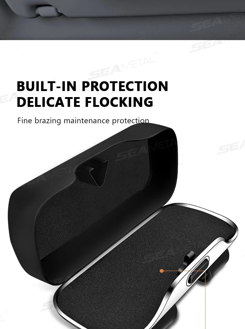 SEAMETAL Extra-Large Car Glasses Case Stable Sun Visor Sunglasses Holder Anti-Scratch Protection Hard Box Car Eyeglasses Holder