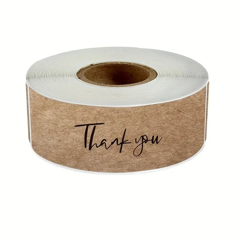 Kraft Paper Thank You Stickers Roll for Gift Packaging