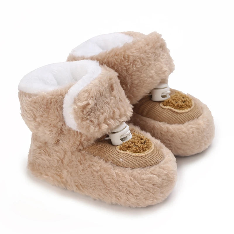 Cute Bear Baby Shoes Soft Plush Winter First Walkers