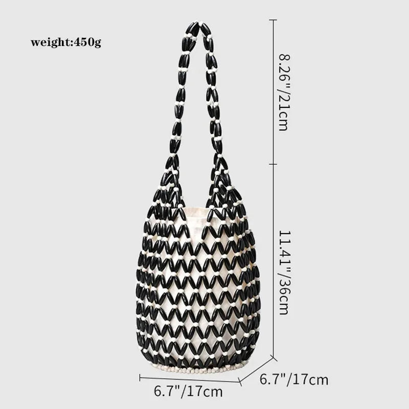 Open-Weave Bead-Style Tote Bag